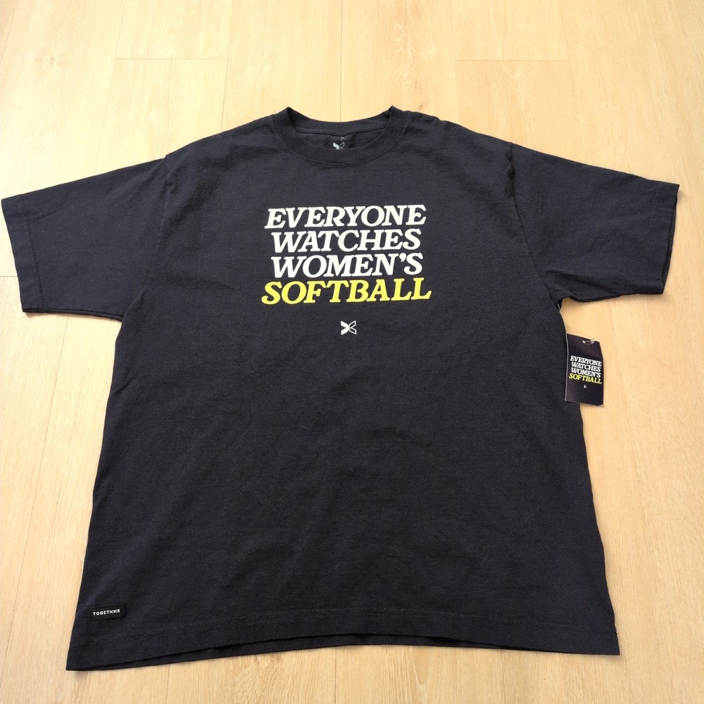 TOGETHXR Everyone Watches Women's Softball Graphic T-Shirt Black Large NWT